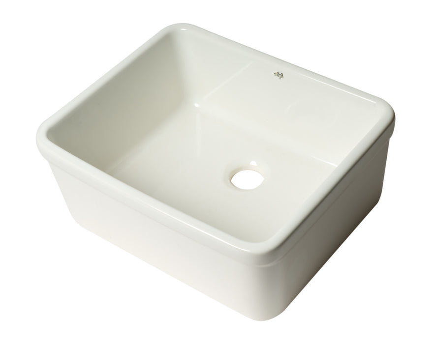 ALFI brand AB507 White 20" Single Bowl Apron Fireclay Farmhouse Kitchen Sink White