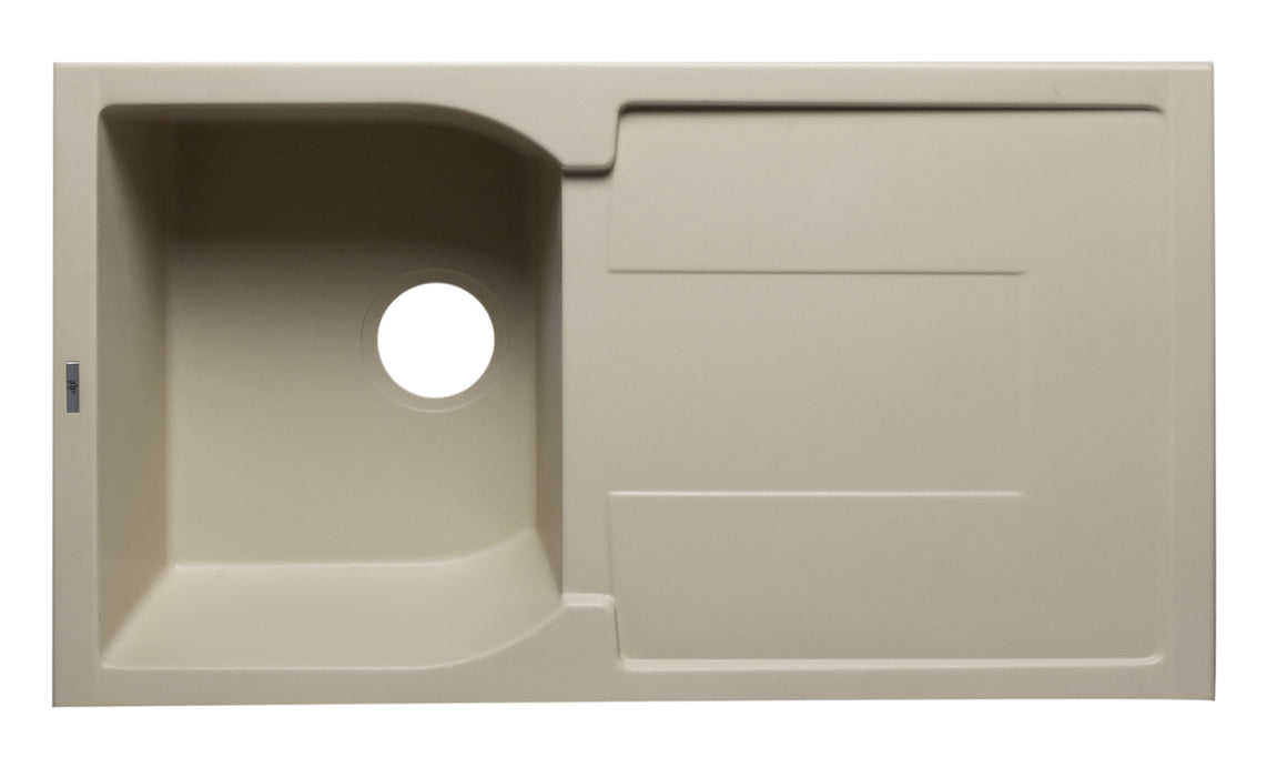 ALFI brand AB1620DI-W White 34" Single Bowl Granite Composite Kitchen Sink with Drainboard Biscuit
