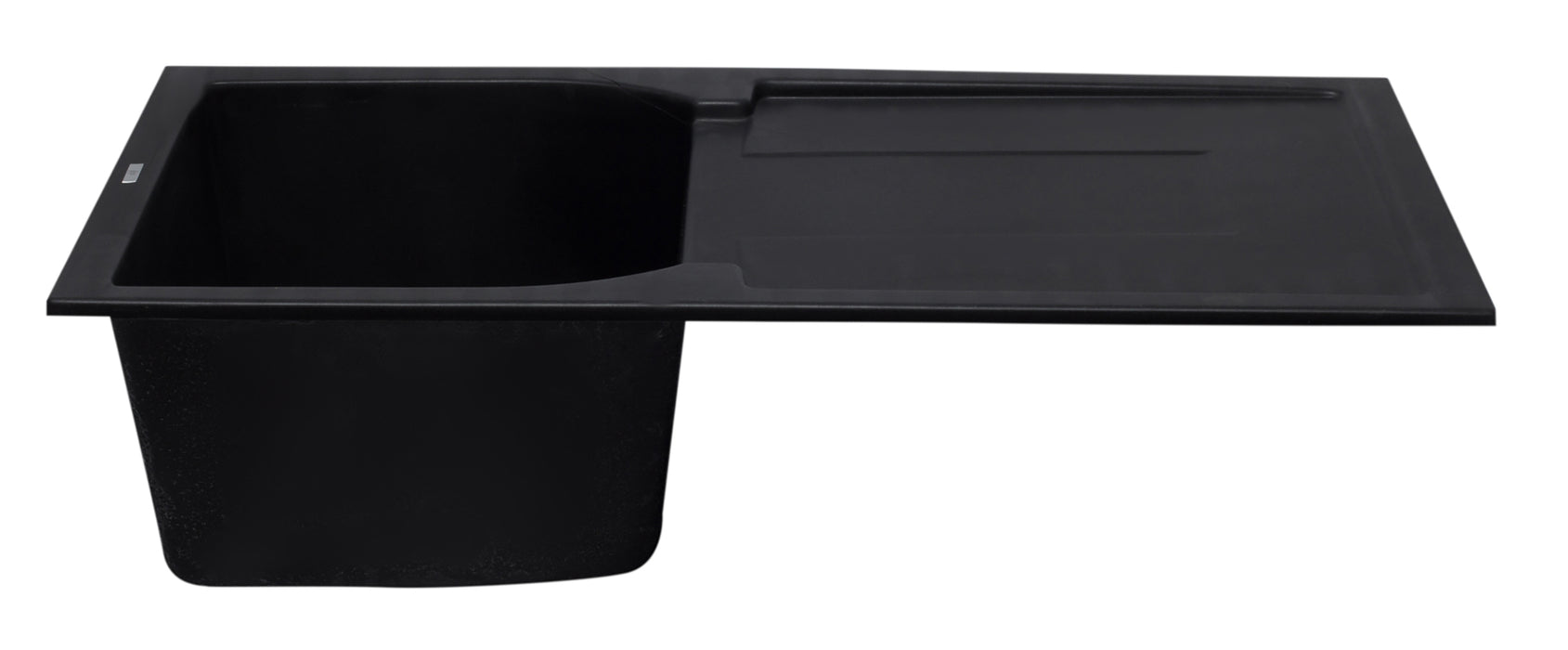 ALFI brand AB1620DI-W White 34" Single Bowl Granite Composite Kitchen Sink with Drainboard Black