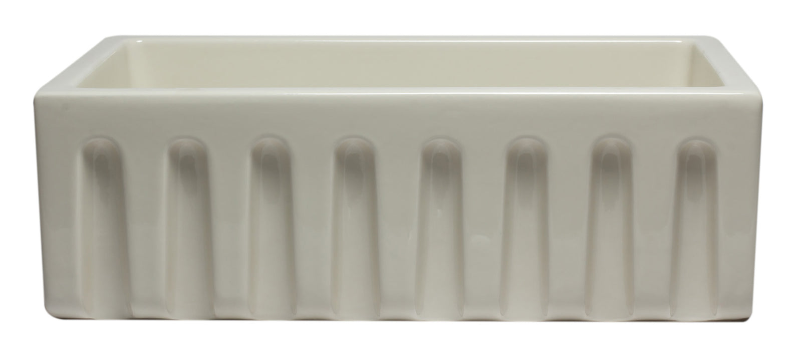 ALFI brand AB3018HS-W 30 inch White Reversible Smooth / Fluted Single Bowl Fireclay Farm Sink Biscuit