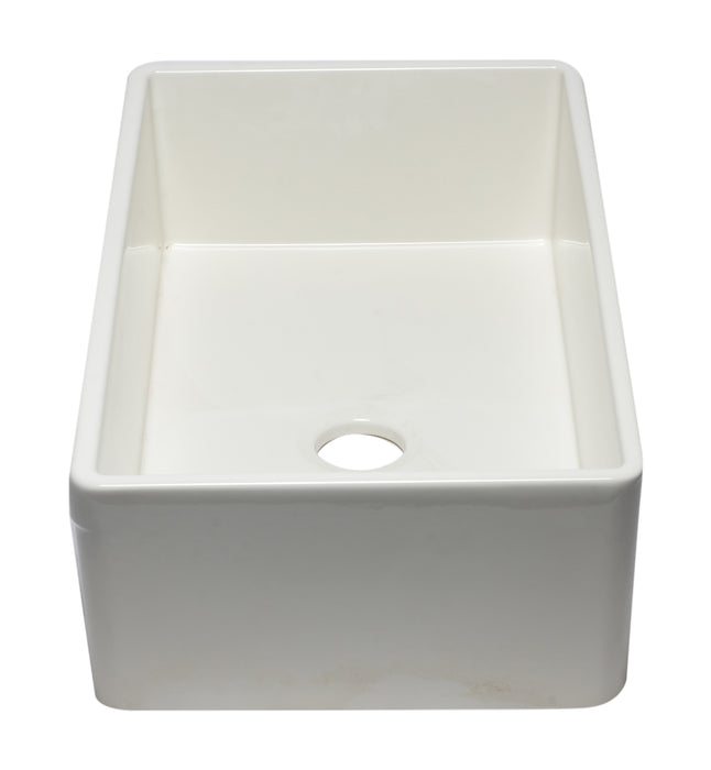 ALFI brand AB532-W 33" White Single Bowl Fluted Apron Fireclay Farm Sink