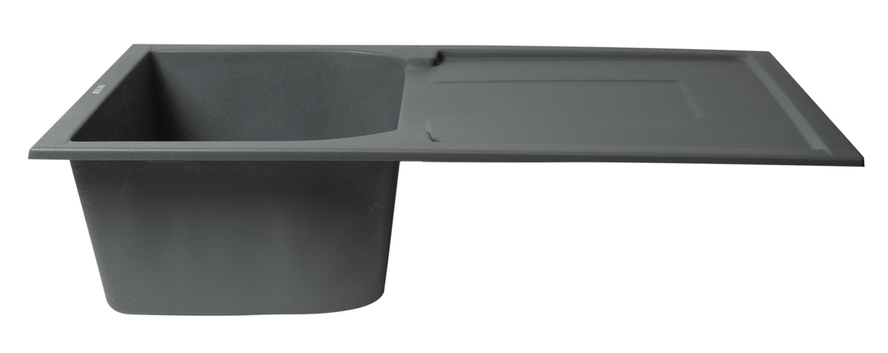ALFI brand AB1620DI-W White 34" Single Bowl Granite Composite Kitchen Sink with Drainboard Titanium