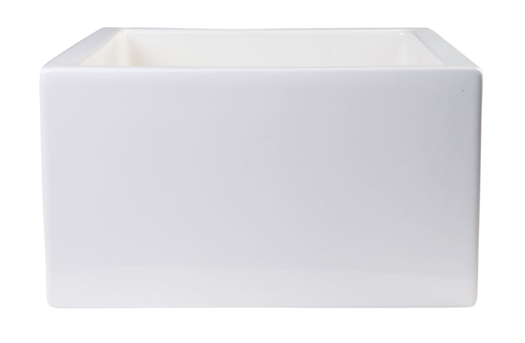 ALFI brand AB2418ARCH-W 24" White Arched Apron Thick Wall Fireclay Single Bowl Farm Sink Biscuit