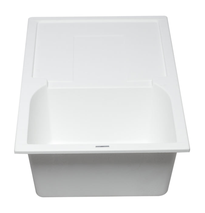 ALFI brand AB1620DI-W White 34" Single Bowl Granite Composite Kitchen Sink with Drainboard White