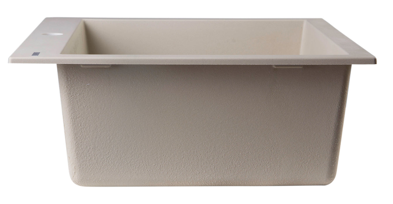 ALFI brand AB2420DI-W White 24" Drop-In Single Bowl Granite Composite Kitchen Sink Biscuit