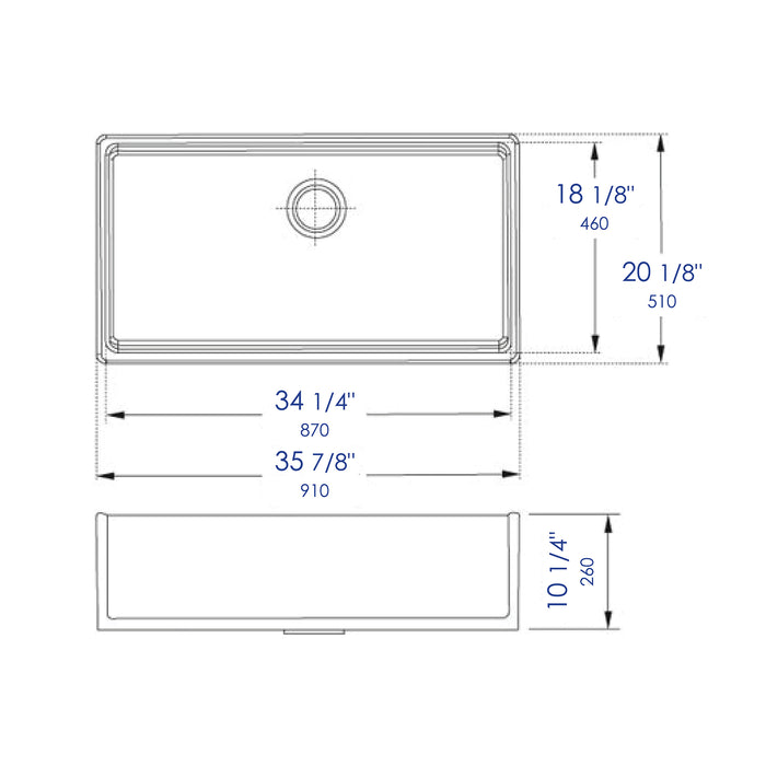 ALFI brand AB536-W White 36" Smooth Apron Single Bowl Fireclay Farm Sink White
