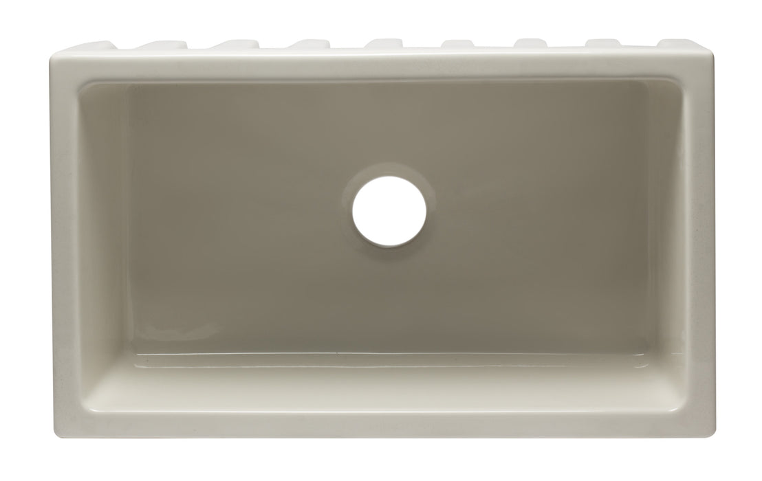 ALFI brand AB3018HS-W 30 inch White Reversible Smooth / Fluted Single Bowl Fireclay Farm Sink Biscuit
