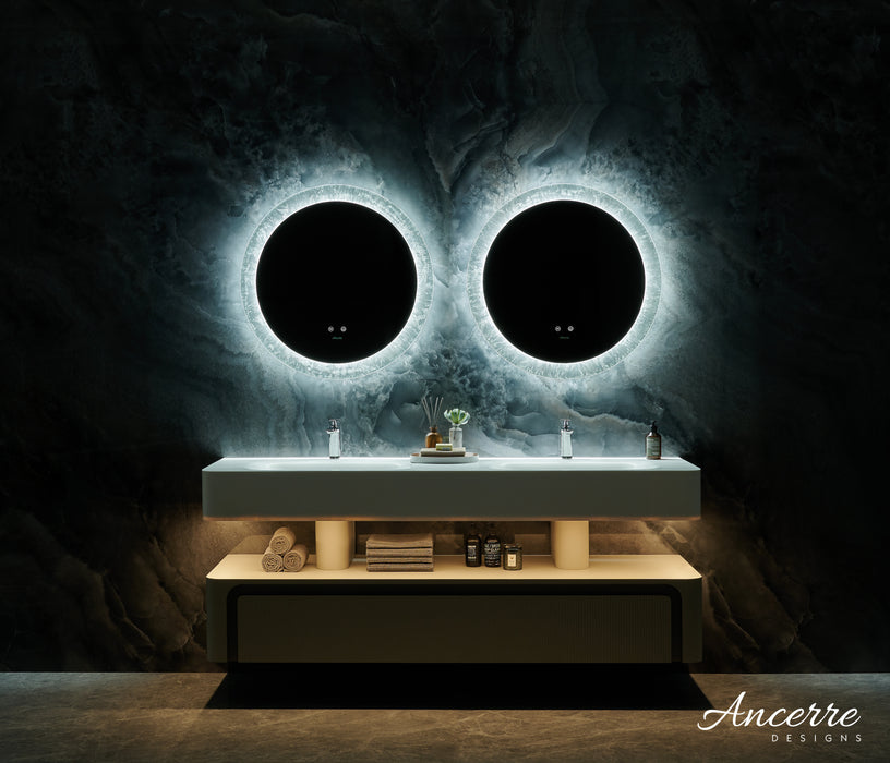Frysta Round LED Frameless Mirror with Dimmer and Defogger