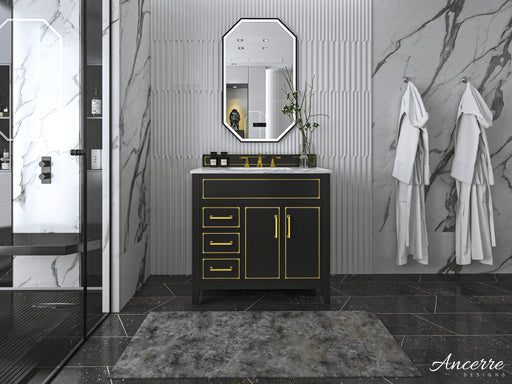 Aspen luxury bathroom vanity with Italian Carrara marble countertop and soft-close drawers