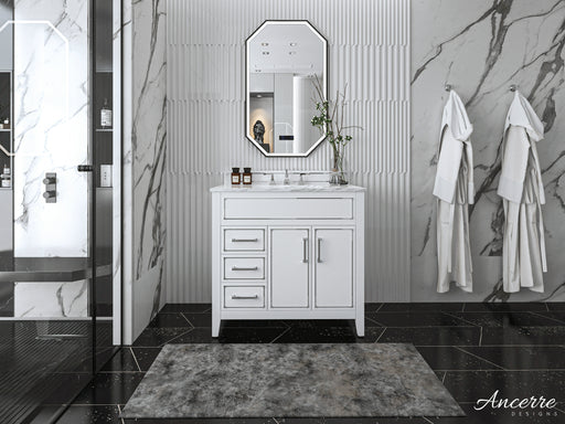 Aspen luxury bathroom vanity with Italian Carrara marble countertop and soft-close drawers ANCERRE DESIGN