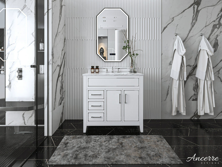 Aspen luxury bathroom vanity with Italian Carrara marble countertop and soft-close drawers ANCERRE DESIGN