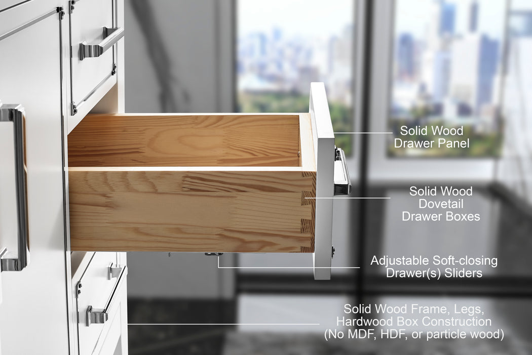 Aspen luxury bathroom vanity with Italian Carrara marble countertop and soft-close drawers ANCERRE DESIGN