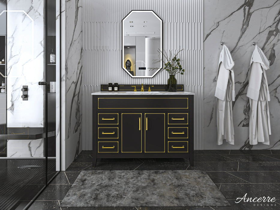 Aspen Luxury Bathroom Vanity with Italian Carrara Marble Top | Ancerre Designs