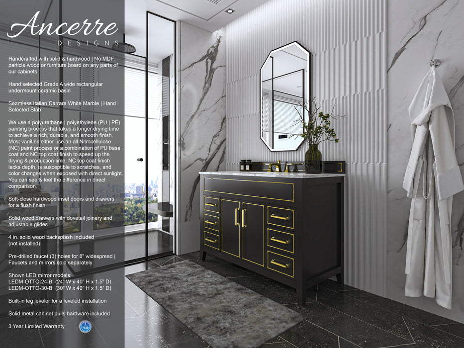 Aspen Luxury Bathroom Vanity with Italian Carrara Marble Top | Ancerre Designs