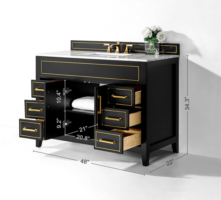 Aspen Luxury Bathroom Vanity with Italian Carrara Marble Top | Ancerre Designs