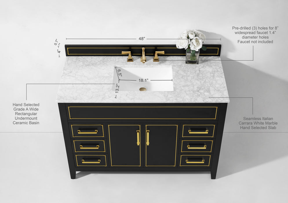 Aspen Luxury Bathroom Vanity with Italian Carrara Marble Top | Ancerre Designs