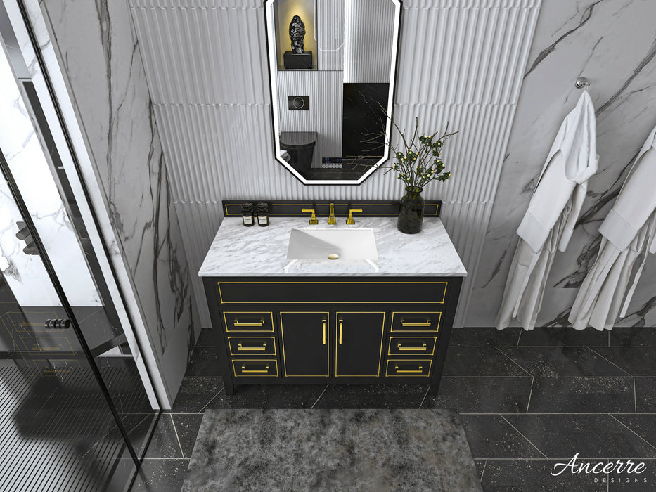 Aspen Luxury Bathroom Vanity with Italian Carrara Marble Top | Ancerre Designs