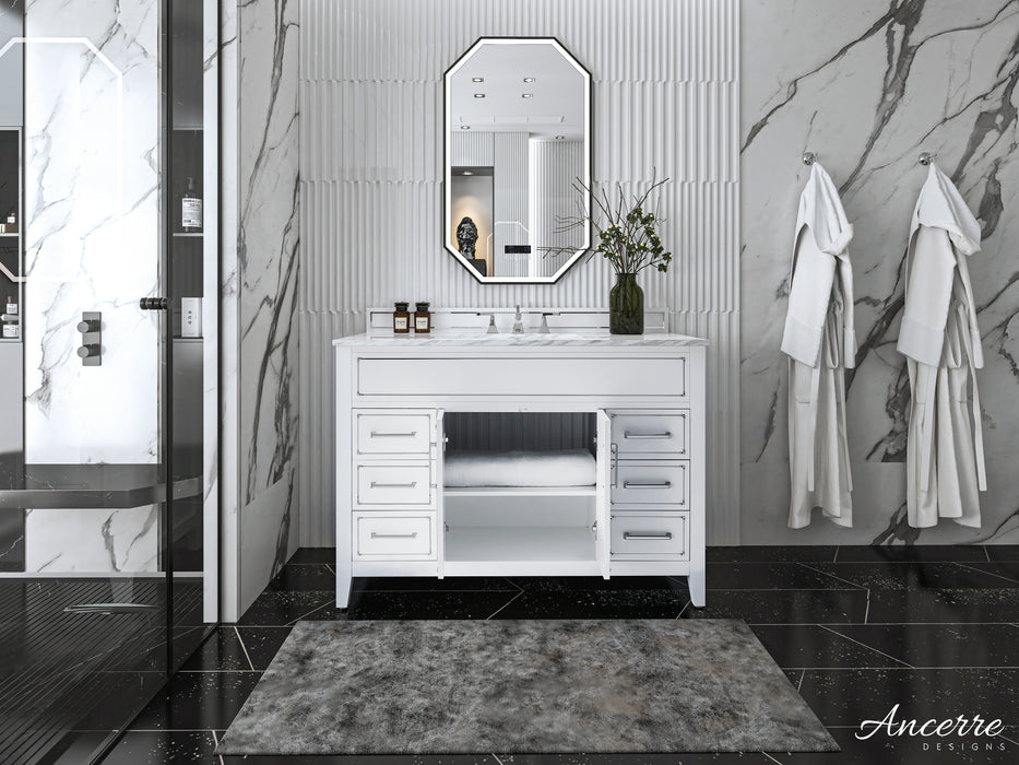 Aspen Luxury Bathroom Vanity with Italian Carrara Marble Top | Ancerre Designs