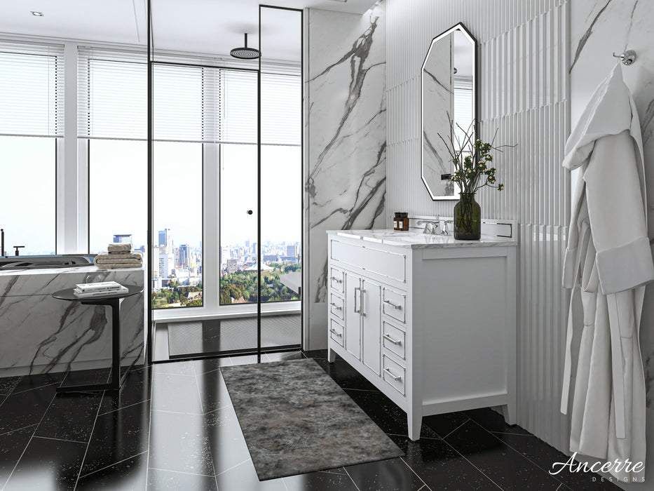 Aspen Luxury Bathroom Vanity with Italian Carrara Marble Top | Ancerre Designs