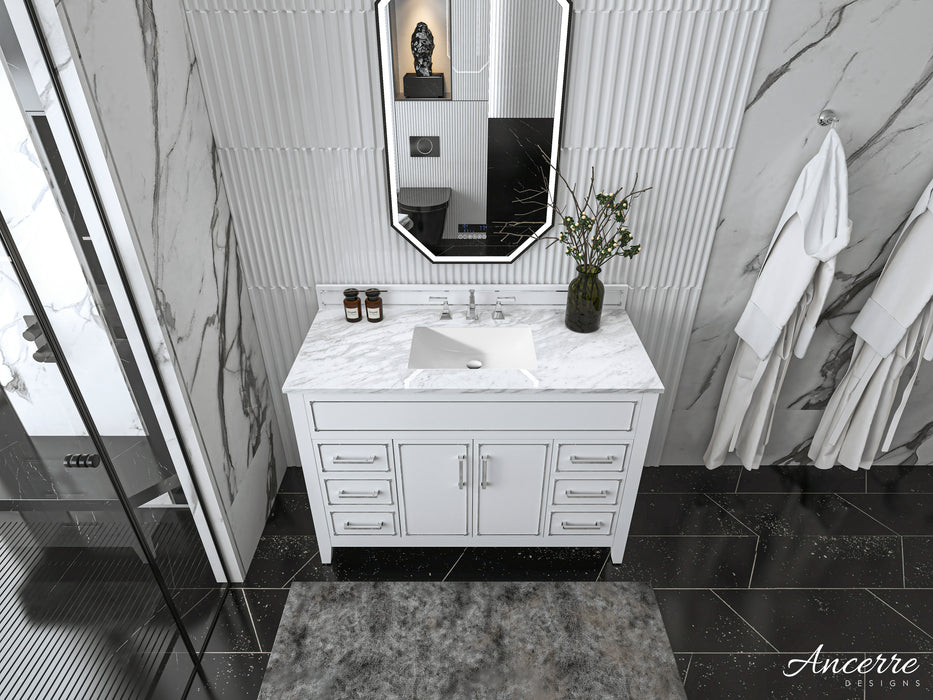 Aspen Luxury Bathroom Vanity with Italian Carrara Marble Top | Ancerre Designs