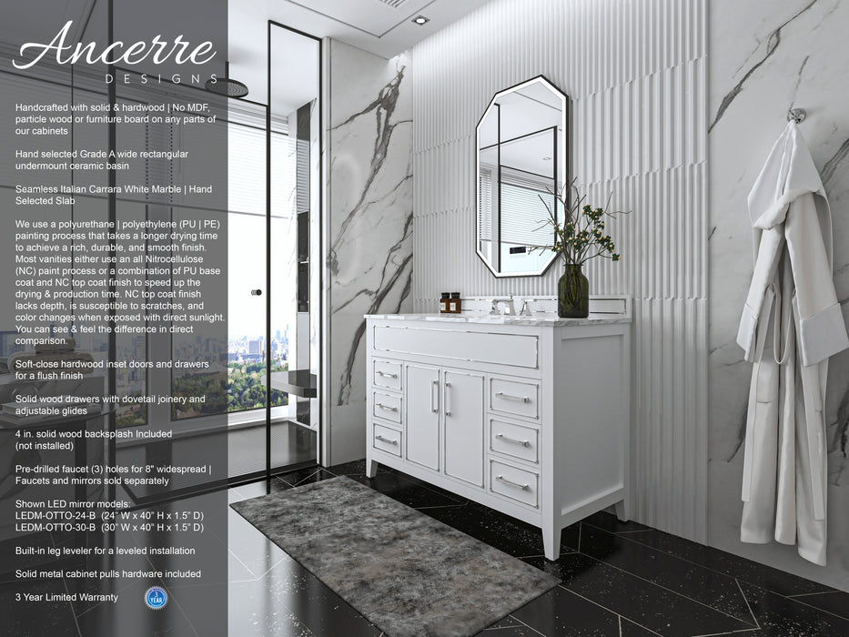 Aspen Luxury Bathroom Vanity with Italian Carrara Marble Top | Ancerre Designs