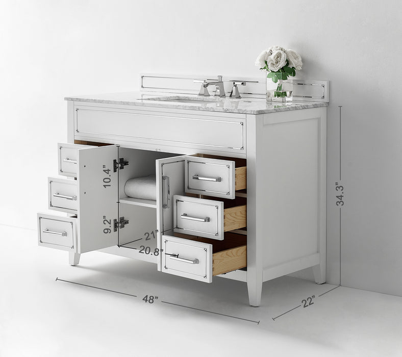 Aspen Luxury Bathroom Vanity with Italian Carrara Marble Top | Ancerre Designs