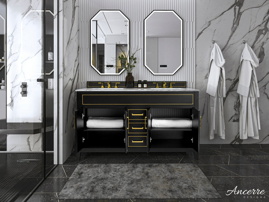 Aspen luxury bathroom vanity with Italian Carrara marble countertop and soft-close drawers ANCERRE DESIGN