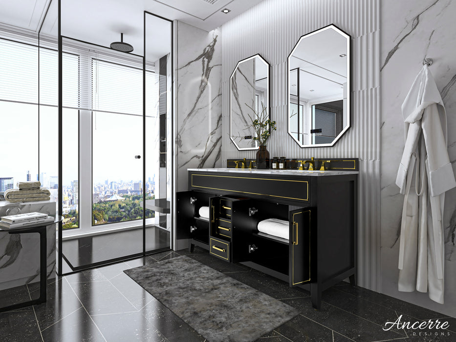 Aspen luxury bathroom vanity with Italian Carrara marble countertop and soft-close drawers ANCERRE DESIGN