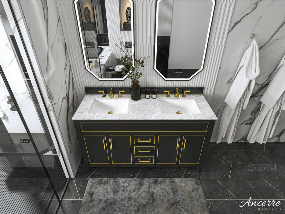 Aspen luxury bathroom vanity with Italian Carrara marble countertop and soft-close drawers ANCERRE DESIGN
