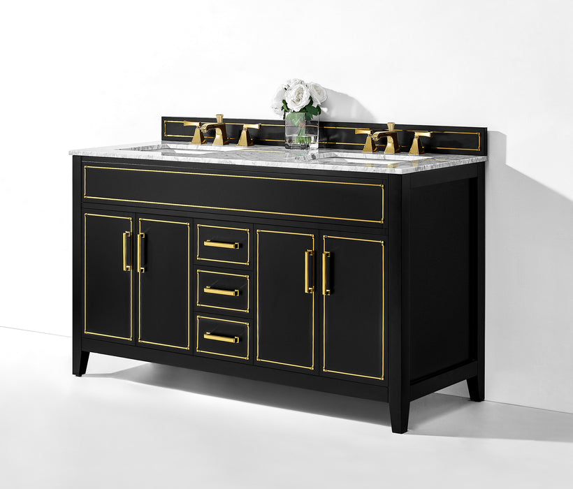 Aspen luxury bathroom vanity with Italian Carrara marble countertop and soft-close drawers ANCERRE DESIGN