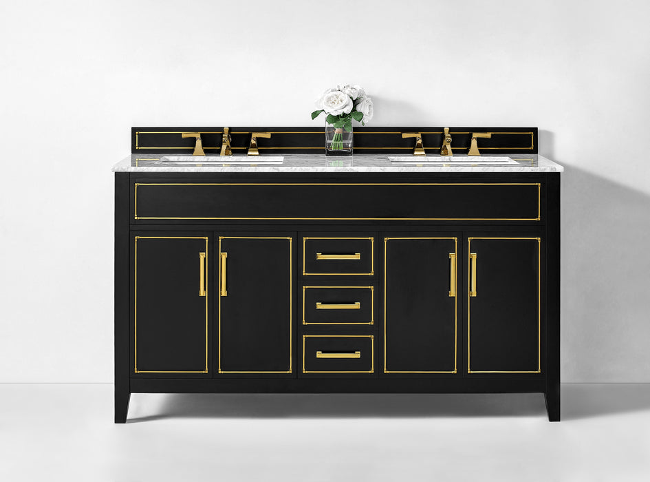 Aspen luxury bathroom vanity with Italian Carrara marble countertop and soft-close drawers ANCERRE DESIGN