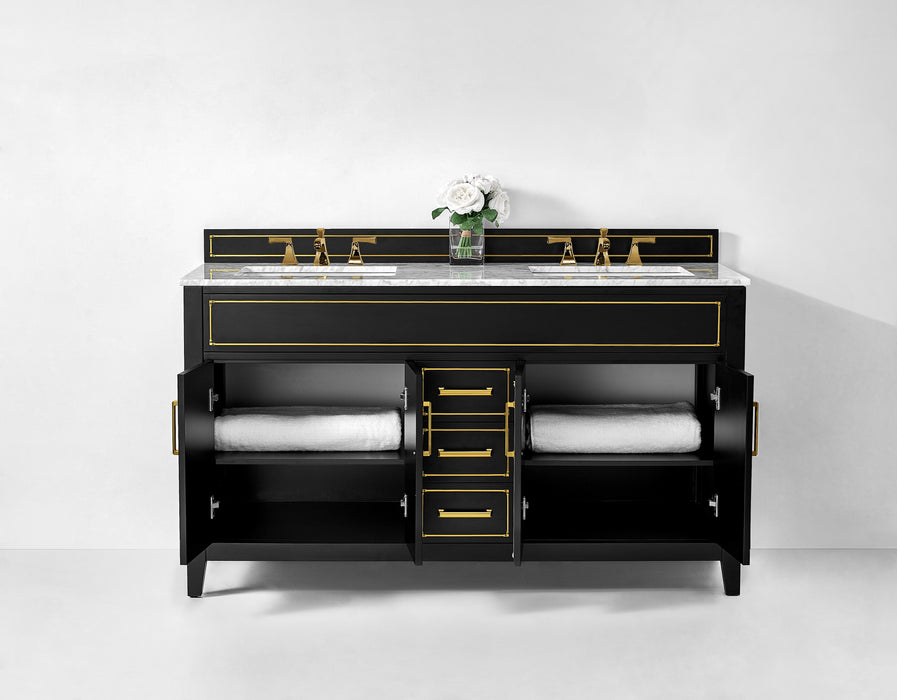 Aspen luxury bathroom vanity with Italian Carrara marble countertop and soft-close drawers ANCERRE DESIGN
