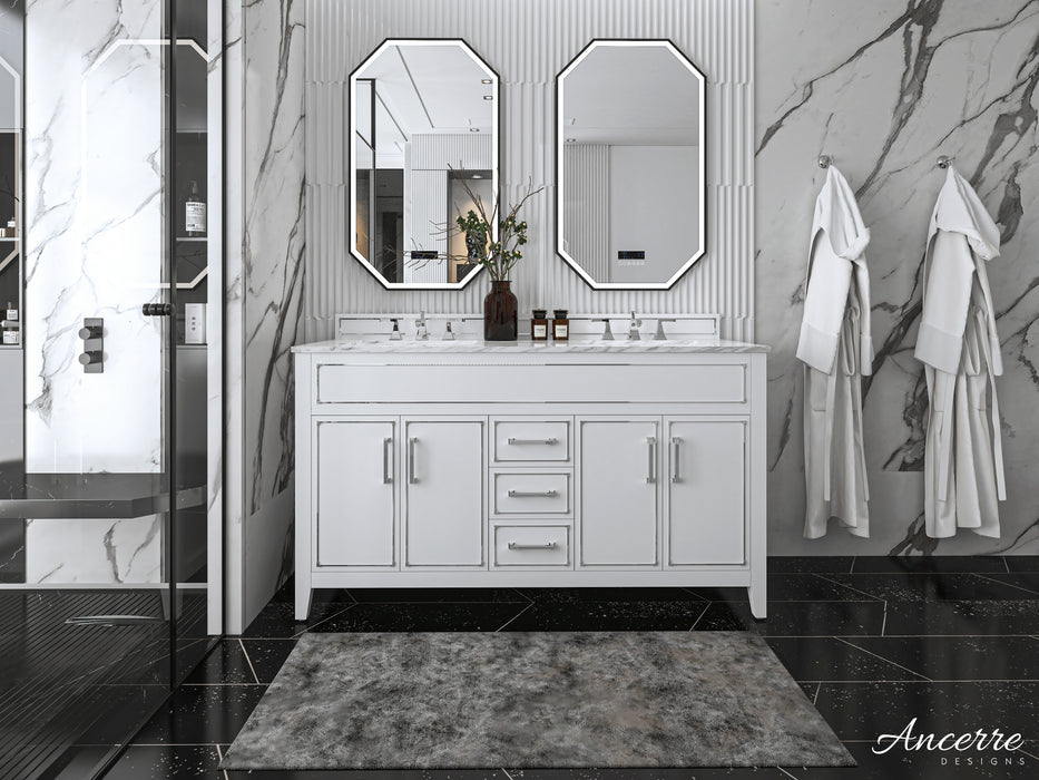 Aspen luxury bathroom vanity with Italian Carrara marble countertop and soft-close drawers ANCERRE DESIGN
