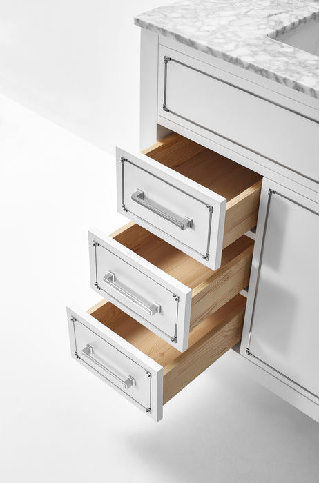 Aspen luxury bathroom vanity with Italian Carrara marble countertop and soft-close drawers ANCERRE DESIGN