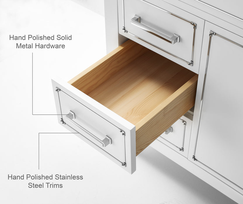 Aspen luxury bathroom vanity with Italian Carrara marble countertop and soft-close drawers ANCERRE DESIGN