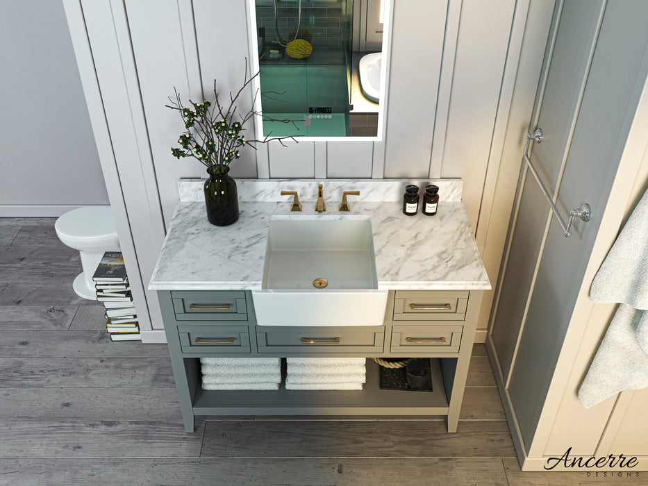 Hayley 48 inch Bathroom Vanity with Sink and Carrara White Marble Top Cabinet Set