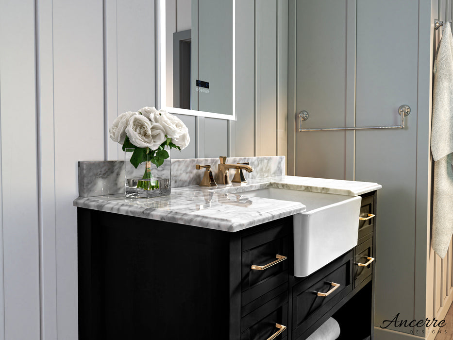 Hayley 48 inch Bathroom Vanity with Sink and Carrara White Marble Top Cabinet Set