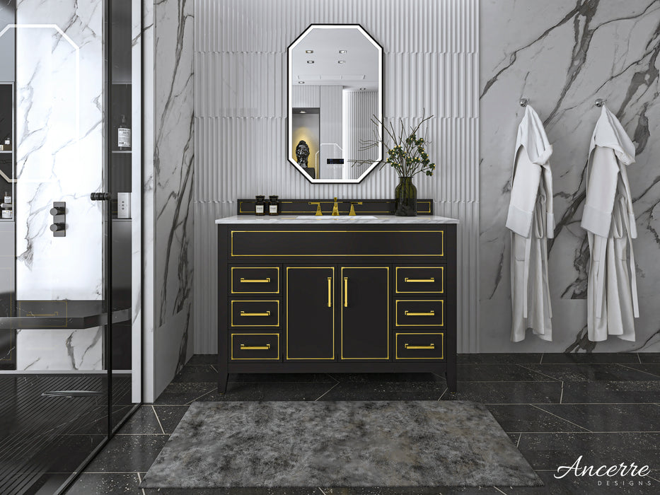 Aspen 48 inch Bathroom Vanity with Sink and Carrara White Marble Top Cabinet Set