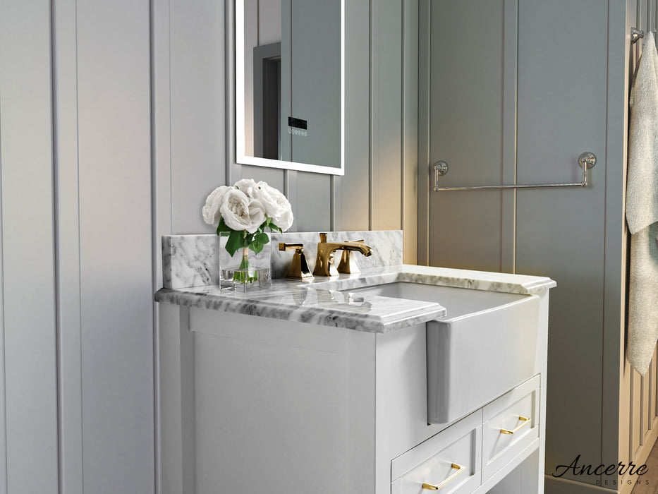 Hayley 36 inch Bathroom Vanity with Sink and Carrara White Marble Top Cabinet Set