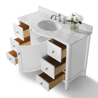 Lauren 48 inch Bathroom Vanity with Sink and Carrara White Marble Top Cabinet Set