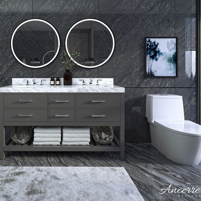 Elizabeth 60 inch Bathroom Vanity with Sink and Carrara White Marble Top Cabinet Set