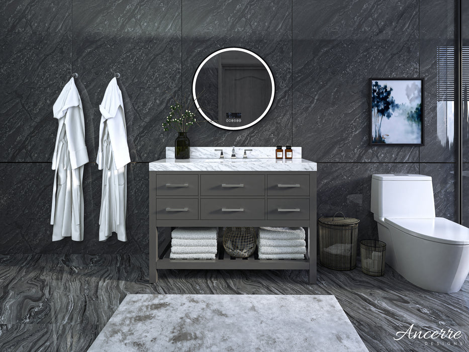 Elizabeth 48 inch Bathroom Vanity with Sink and Carrara White Marble Top Cabinet Set