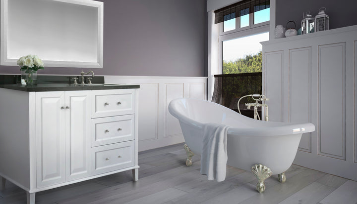 Hannah 48 inch Bathroom Vanity with Sink and Carrara White Marble Top Cabinet Set and 28 inch Mirror