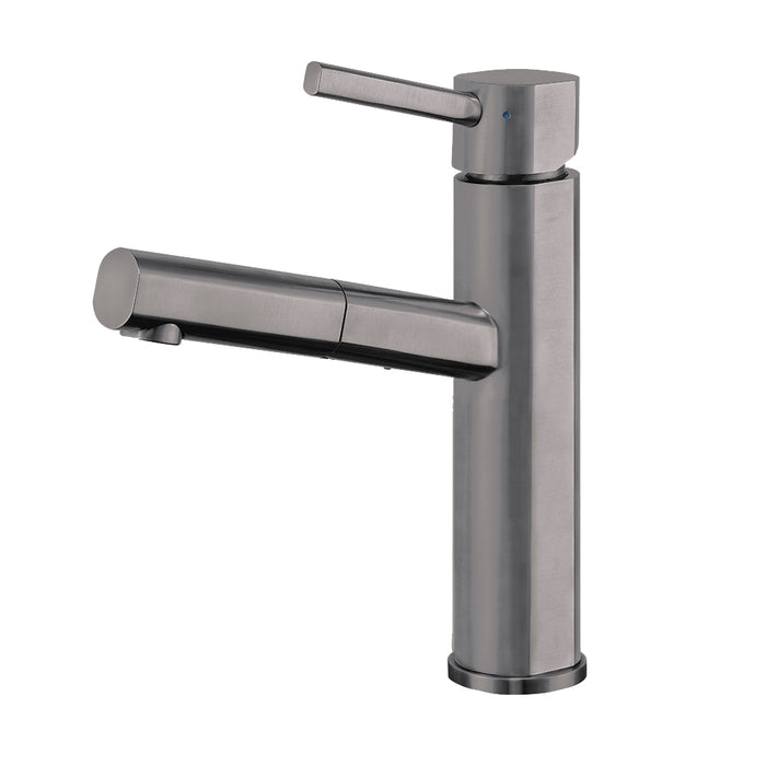Waterhaus Lead-Free Solid Stainless Steel, Single Hole, Single Lever Kitchen Faucet with Pull-out Spray Head