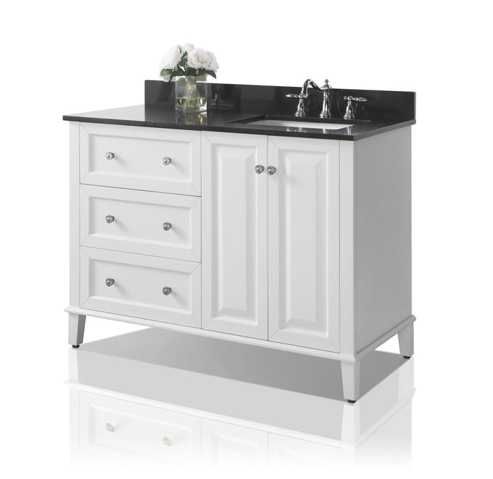 Hannah 48 inch Bathroom Vanity with Sink and Carrara White Marble Top Cabinet Set and 28 inch Mirror