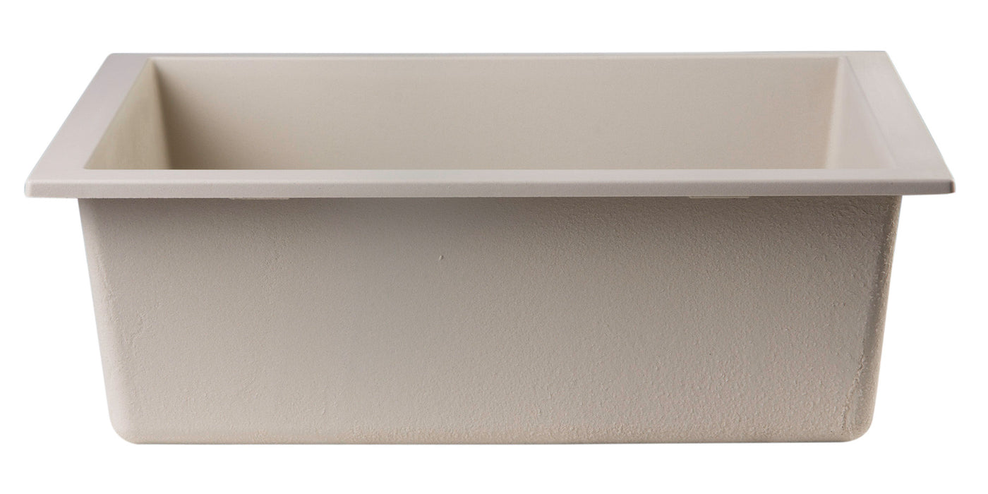 ALFI brand AB2420UM-W White 24" Undermount Single Bowl Granite Composite Kitchen Sink